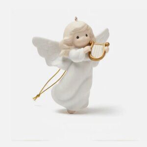 Precious Moments 1997 Enesco “Joy to the World” Angel w/ Harp Ornament IOB EUC